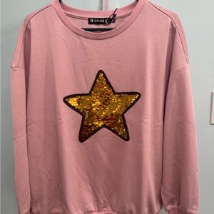 Allegra K Pink Sweatshirt with Gold Star